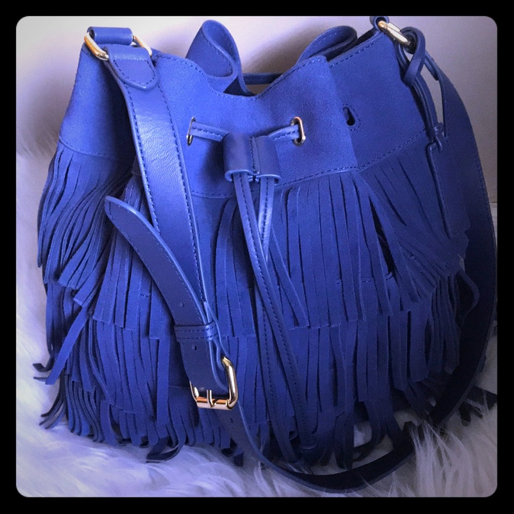 Vince Camuto blue suede hobo bag